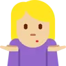 Woman Shrugging: Medium-Light Skin Tone Emoji 🤷🏼‍♀️ image - Twitter / X (Twemoji) style