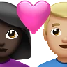Couple With Heart: Woman, Man, Dark Skin Tone, Medium-Light Skin Tone Emoji 👩🏿‍❤️‍👨🏼 image - Apple style