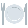 Tenedor y cuchillo con placa Emoji 🍽 image - EmojiTwo style