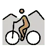 Person Mountain Biking: Medium Skin Tone Emoji 🚵🏽 image - OpenMoji style