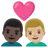 Couple With Heart: Man, Man, Medium-Light Skin Tone, Dark Skin Tone
