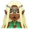 Woman Elf: Medium-Dark Skin Tone Emoji 🧝🏾‍♀️ image - Apple style