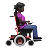 Woman In Motorized Wheelchair Facing Right: Dark Skin Tone