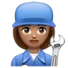 Woman Mechanic: Medium Skin Tone Emoji 👩🏽‍🔧 image - WhatsApp style