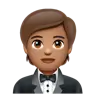 Person In Tuxedo: Medium Skin Tone Emoji 🤵🏽 image - WhatsApp style