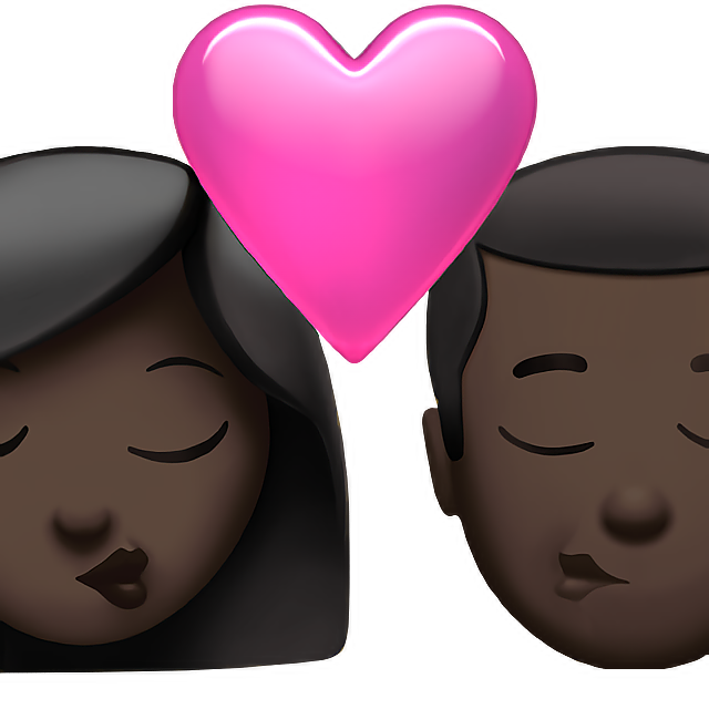 Kiss: Woman, Man, Dark Skin Tone