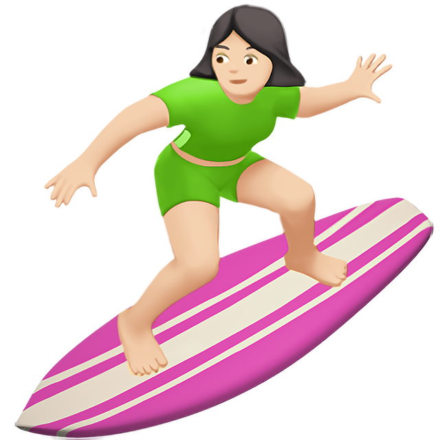 Woman Surfing: Light Skin Tone