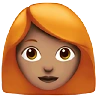 Woman: Medium Skin Tone, Red Hair Emoji 👩🏽‍🦰 image - Apple style