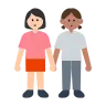 Women Holding Hands: Light Skin Tone, Medium Skin Tone Emoji 👩🏻‍🤝‍👩🏽 image - Tossface style