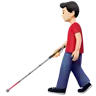 Man With White Cane: Light Skin Tone Emoji 👨🏻‍🦯 image - Apple style