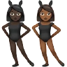 Women With Bunny Ears: Dark Skin Tone, Medium-Dark Skin Tone Emoji 👩🏿‍🐰‍👩🏾 image - Apple style