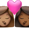 Kiss: Woman, Woman, Medium Skin Tone, Medium-Dark Skin Tone Emoji 👩🏽‍❤️‍💋‍👩🏾 image - Apple style
