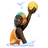 Person Playing Water Polo: Dark Skin Tone