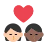 Kiss: Person, Person, Light Skin Tone, Medium-Dark Skin Tone Emoji 🧑🏻‍❤️‍💋‍🧑🏾 image - Tossface style