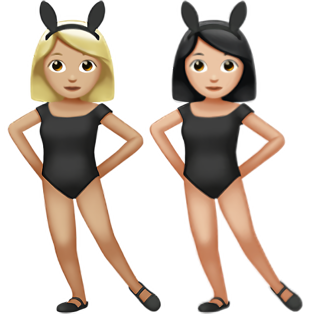 Women With Bunny Ears: Medium-Light Skin Tone, Light Skin Tone