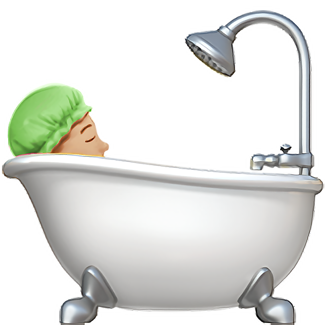 Person Taking Bath: Medium-Light Skin Tone
