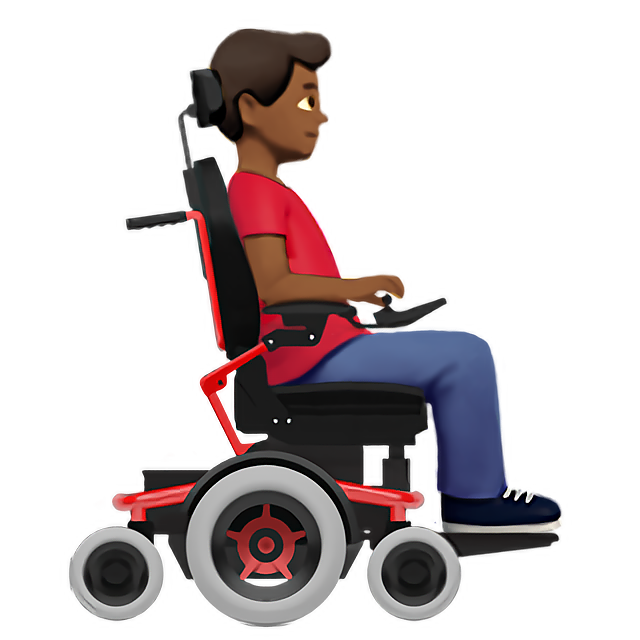 Man In Motorized Wheelchair Facing Right: Medium-Dark Skin Tone