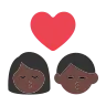 Kiss: Woman, Man, Dark Skin Tone Emoji 👩🏿‍❤️‍💋‍👨🏿 image - Tossface style