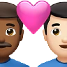 Couple With Heart: Man, Man, Medium-Dark Skin Tone, Light Skin Tone Emoji 👨🏾‍❤️‍👨🏻 image - Apple style