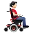 Man In Motorized Wheelchair Facing Right: Light Skin Tone