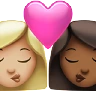 Kiss: Woman, Woman, Medium-Light Skin Tone, Medium-Dark Skin Tone Emoji 👩🏼‍❤️‍💋‍👩🏾 image - Apple style