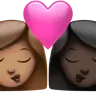 Kiss: Woman, Woman, Medium Skin Tone, Dark Skin Tone Emoji 👩🏽‍❤️‍💋‍👩🏿 image - Apple style
