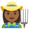 Woman Farmer: Medium-Dark Skin Tone Emoji 👩🏾‍🌾 image - Google Noto Color style