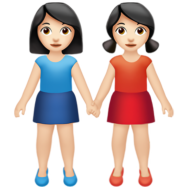 Women Holding Hands: Light Skin Tone, Medium-Light Skin Tone