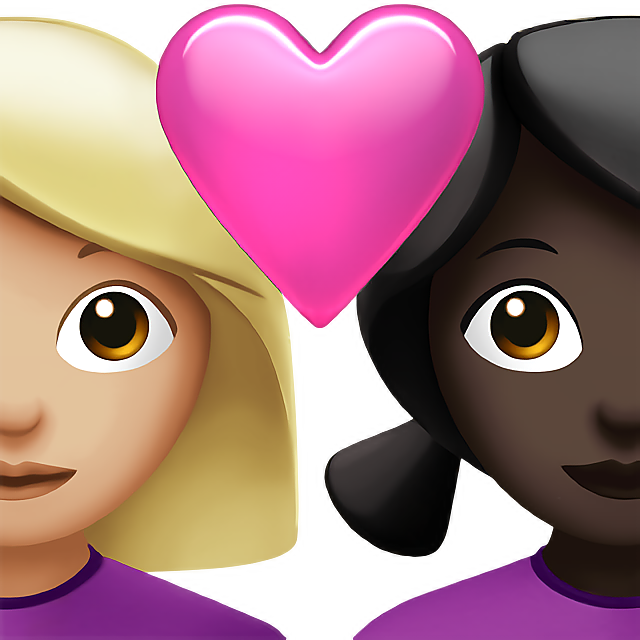 Couple With Heart: Woman, Woman, Medium-Light Skin Tone, Dark Skin Tone