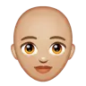 Woman: Medium-Light Skin Tone, Bald Emoji 👩🏼‍🦲 image - WhatsApp style