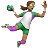 Woman Playing Handball: Medium Skin Tone
