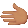 Leftwards Hand: Medium Skin Tone Emoji 🫲🏽 image - Apple style