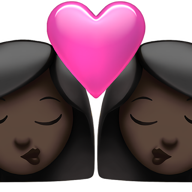 Kiss: Woman, Woman, Dark Skin Tone
