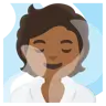 Person In Steamy Room: Medium-Dark Skin Tone Emoji 🧖🏾 image - Google Noto Color style