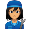 Woman Mechanic: Medium Skin Tone Emoji 👩🏽‍🔧 image - Emojidex style