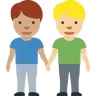 Men Holding Hands: Medium Skin Tone, Medium-Light Skin Tone Emoji 👨🏽‍🤝‍👨🏼 image - Twitter / X (Twemoji) style