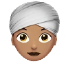 Woman Wearing Turban: Medium Skin Tone Emoji 👳🏽‍♀️ image - Apple style