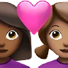 Couple With Heart: Woman, Woman, Medium-Dark Skin Tone, Medium Skin Tone Emoji 👩🏾‍❤️‍👩🏽 image - Apple style