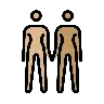 Women Holding Hands: Medium-Light Skin Tone, Medium Skin Tone Emoji 👩🏼‍🤝‍👩🏽 image - OpenMoji style