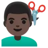 Man Getting Haircut: Dark Skin Tone Emoji 💇🏿‍♂️ image - Google Noto Color style