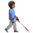 Man With White Cane Facing Right: Medium-Dark Skin Tone