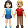 Woman And Man Holding Hands: Light Skin Tone, Medium-Light Skin Tone Emoji 👩🏻‍🤝‍👨🏼 image - Apple style
