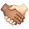 Handshake: Medium Skin Tone, Light Skin Tone Emoji 🫱🏽‍🫲🏻 image - WhatsApp style