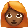 Woman: Medium-Dark Skin Tone, Red Hair Emoji 👩🏾‍🦰 image - Apple style