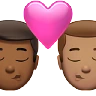 Kiss: Man, Man, Medium-Dark Skin Tone, Medium Skin Tone Emoji 👨🏾‍❤️‍💋‍👨🏽 image - Apple style