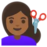 Woman Getting Haircut: Medium-Dark Skin Tone Emoji 💇🏾‍♀️ image - Google Noto Color style