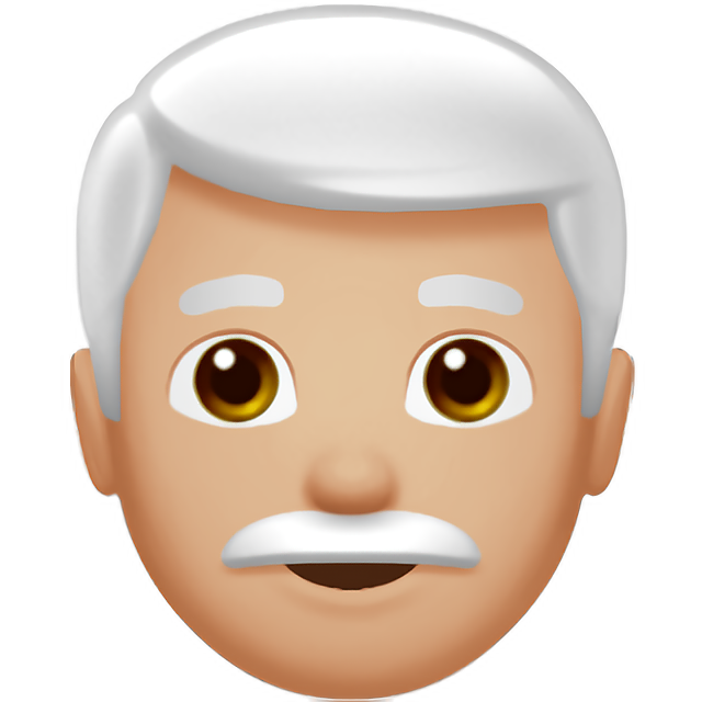 Man: Medium-Light Skin Tone, White Hair