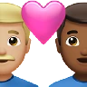 Couple With Heart: Man, Man, Medium-Light Skin Tone, Medium-Dark Skin Tone Emoji 👨🏼‍❤️‍👨🏾 image - Apple style