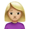 Woman Frowning: Medium-Light Skin Tone Emoji 🙍🏼‍♀️ image - Apple style