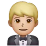 Man In Tuxedo: Medium-Light Skin Tone Emoji 🤵🏼‍♂️ image - Samsung style